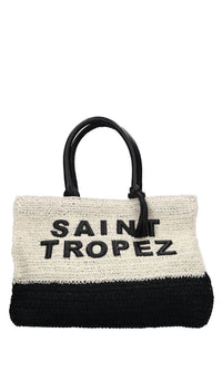 Borsa Saint Tropez in rafia e pelle 
