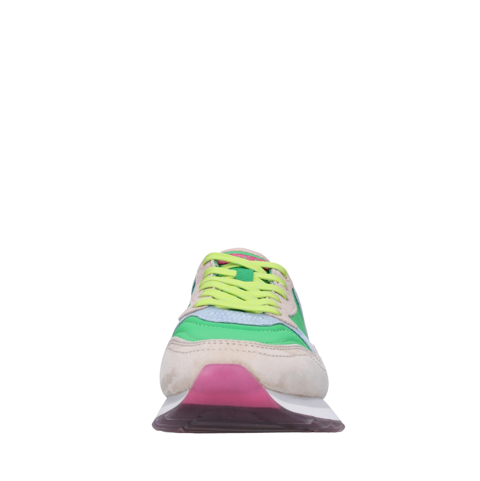Sneakers in pelle e tessuto 