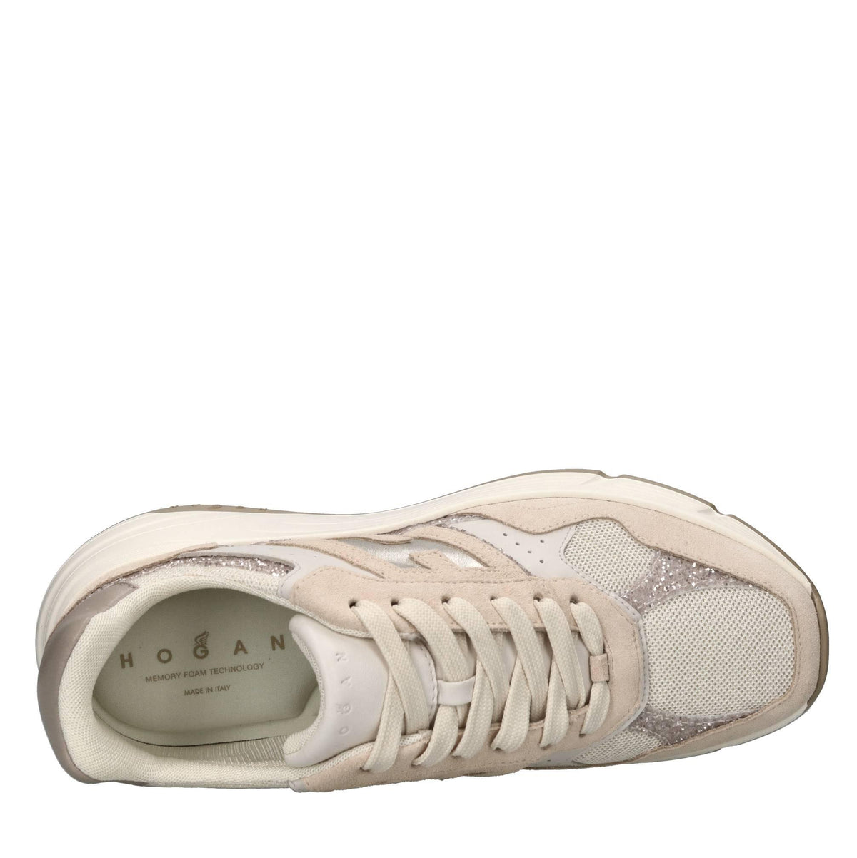 Sneakers in pelle camoscio e glitter 
