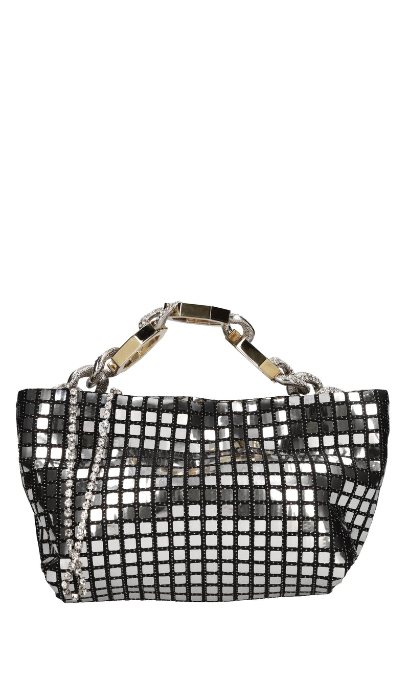 Borsa mini modello JESSYE DISCO BALL in tessuto e applicazioni 