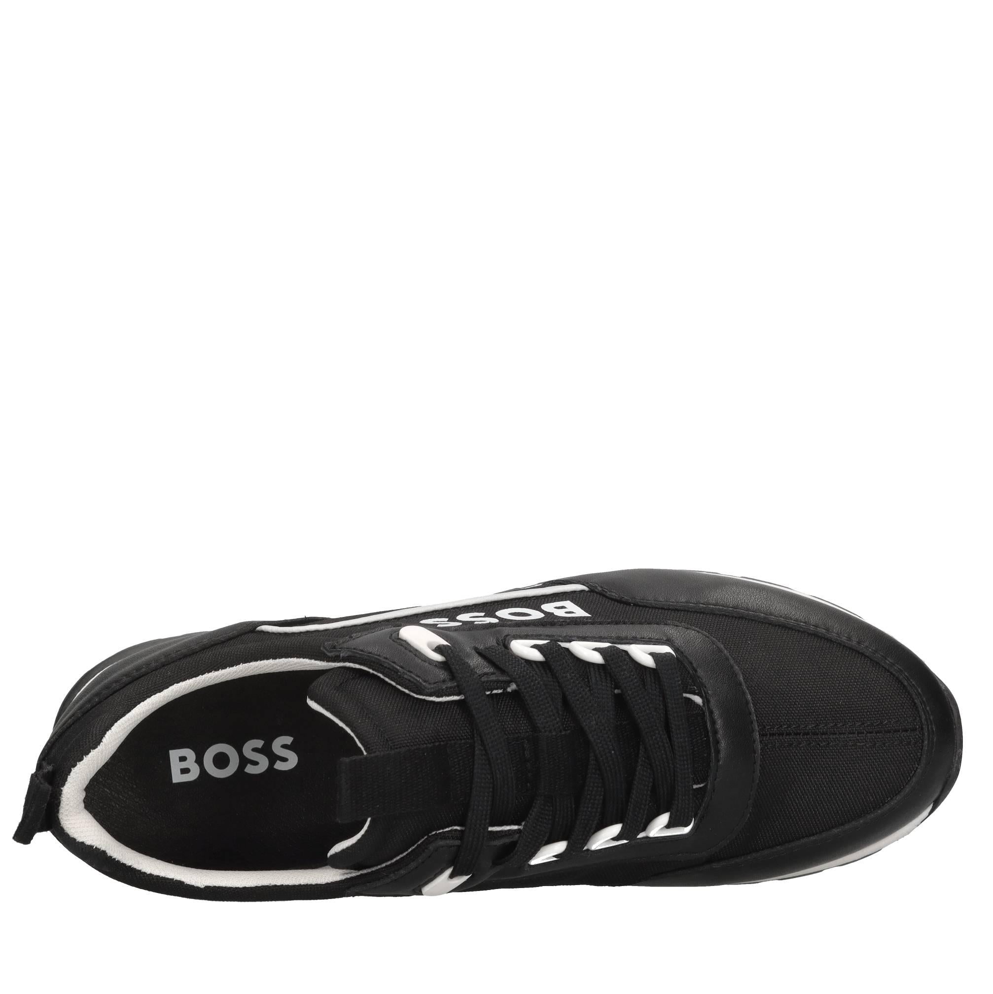 Sneakers in pelle e tessuto 