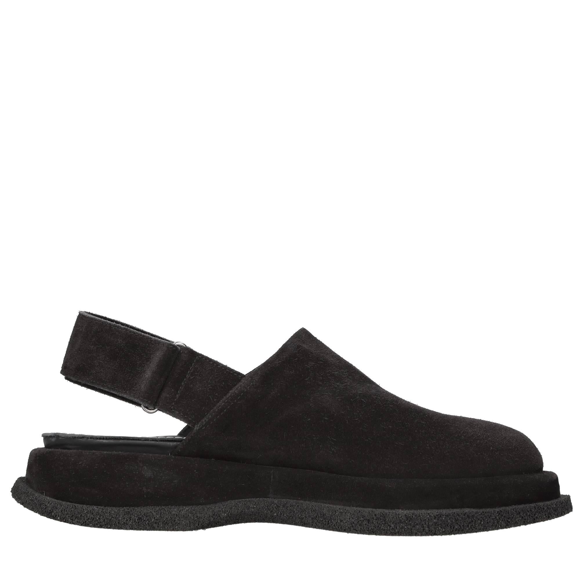 Mules in camoscio e pelle 