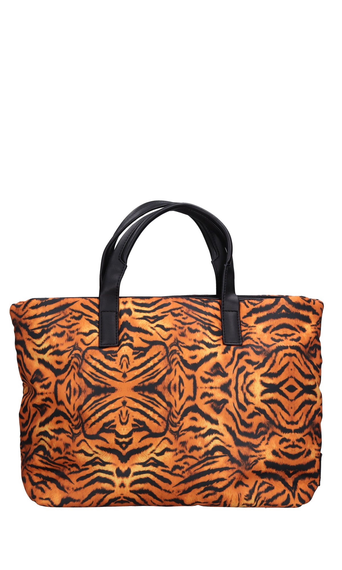 Borsa in tessuto con inserti in ecopelle 