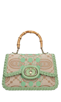 Borsa Monogram in pelle e tessuto 