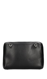 Beauty cases in ecopelle con logo in metallo e tracolla in tessuto 