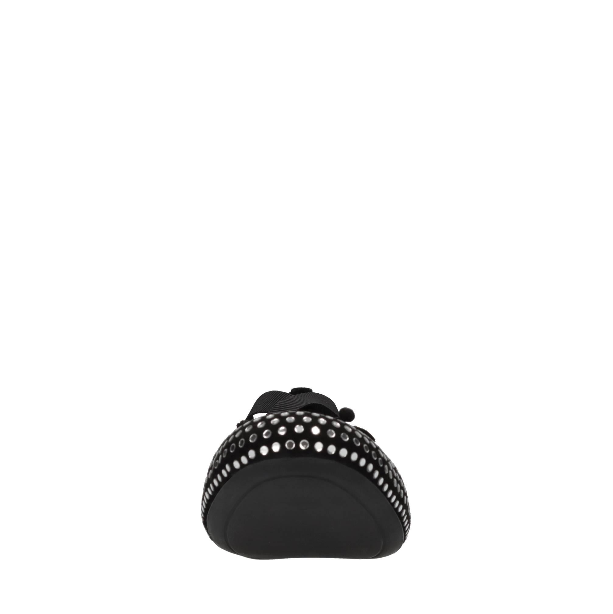Ballerine in camoscio,tessuto elastico e strass 