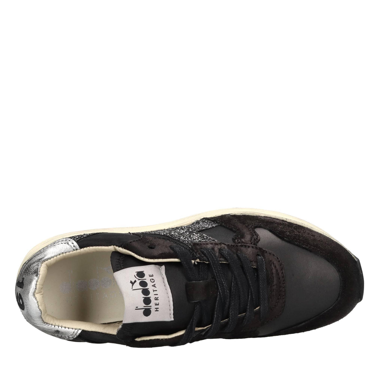 Sneakers in pelle e tessuto 