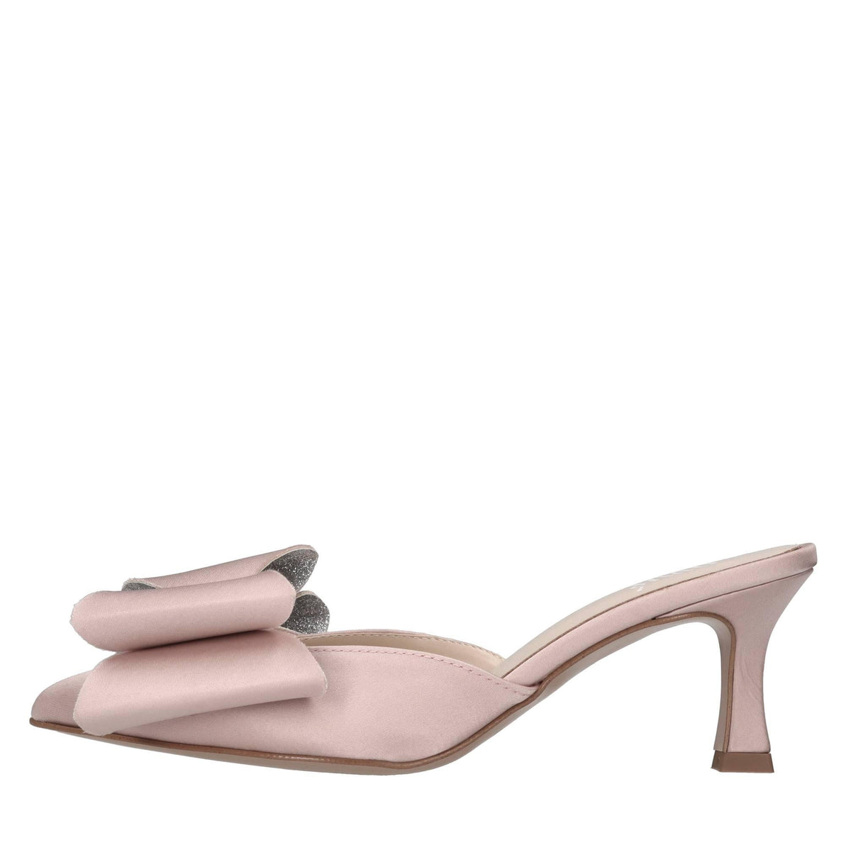 Mules in raso e glitter 