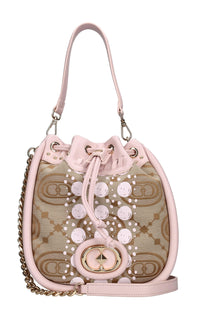 Borsa monogram in pelle e tessuto 