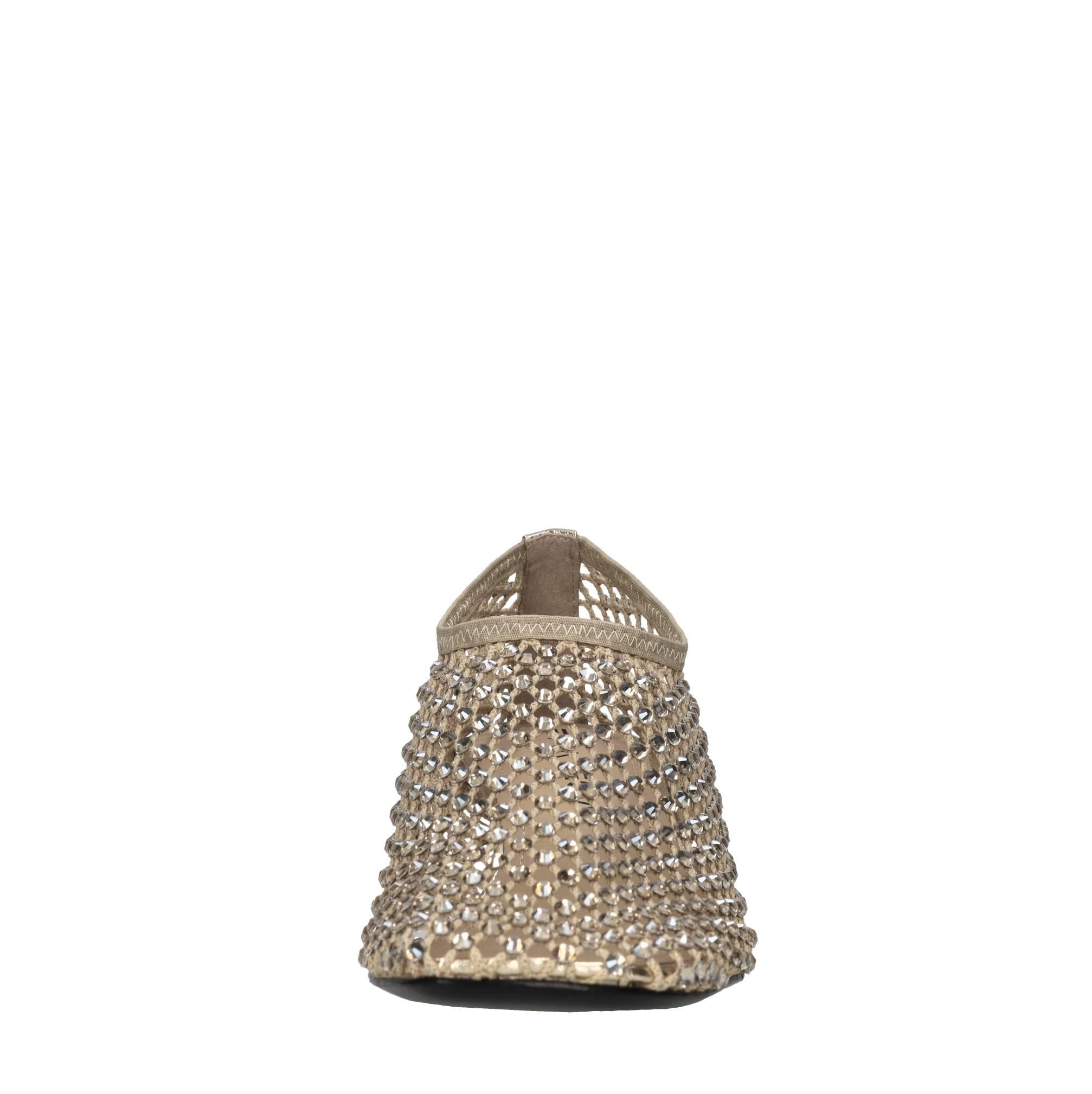 Décolleté Connie in pelle tessuto e strass 