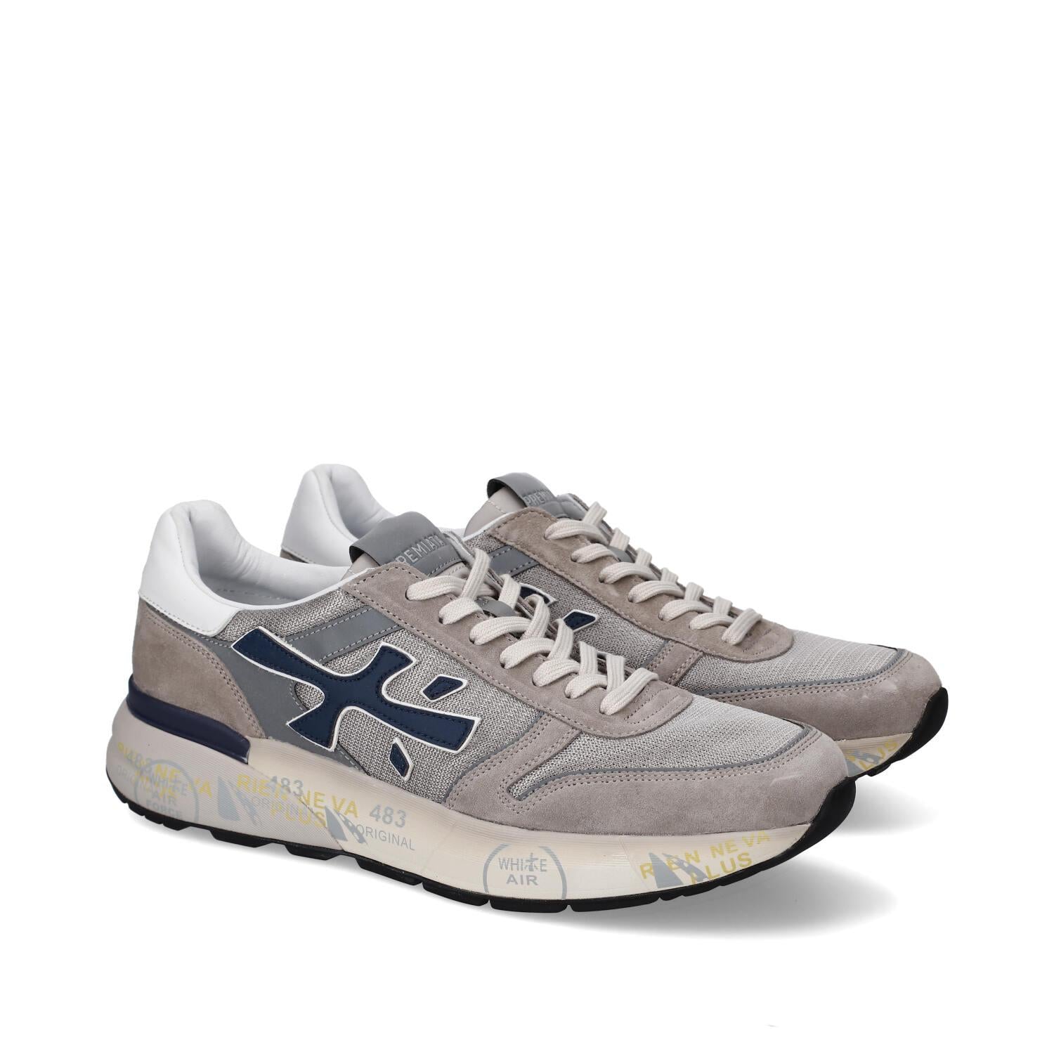 Sneakers in pelle ecopelle e tessuto 