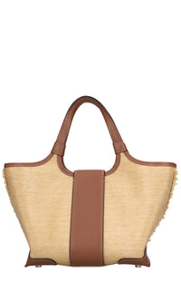 Borsa Grand Vivier in pelle e rafia 