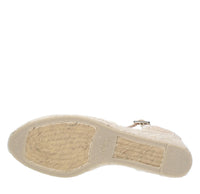 Sandali con zeppa in tessuto e corda 