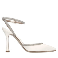 Décolleté slingback in pelle e microstrass 