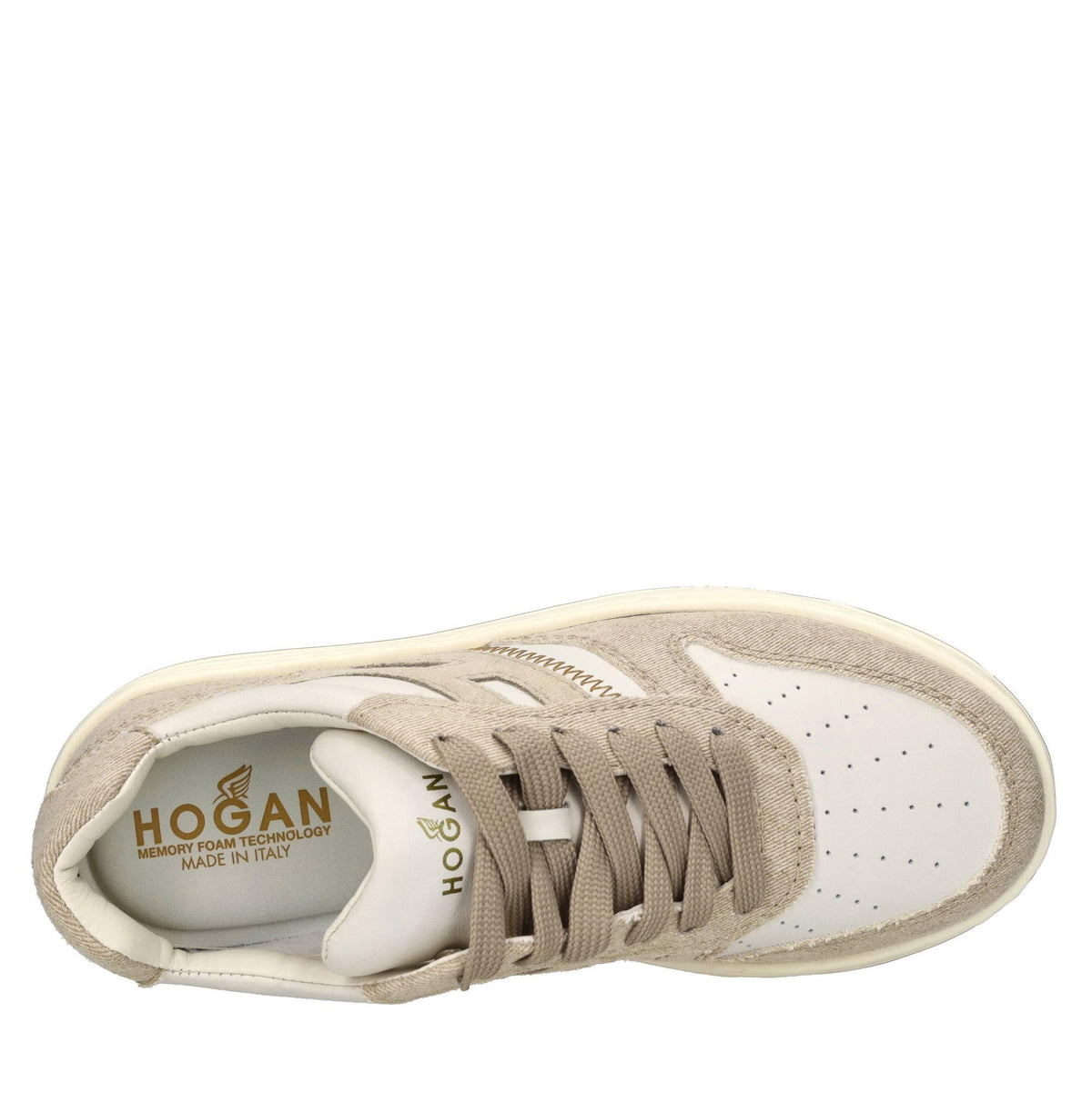 Sneakers in pelle e tessuto denim 