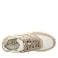 Sneakers in pelle e tessuto denim 
