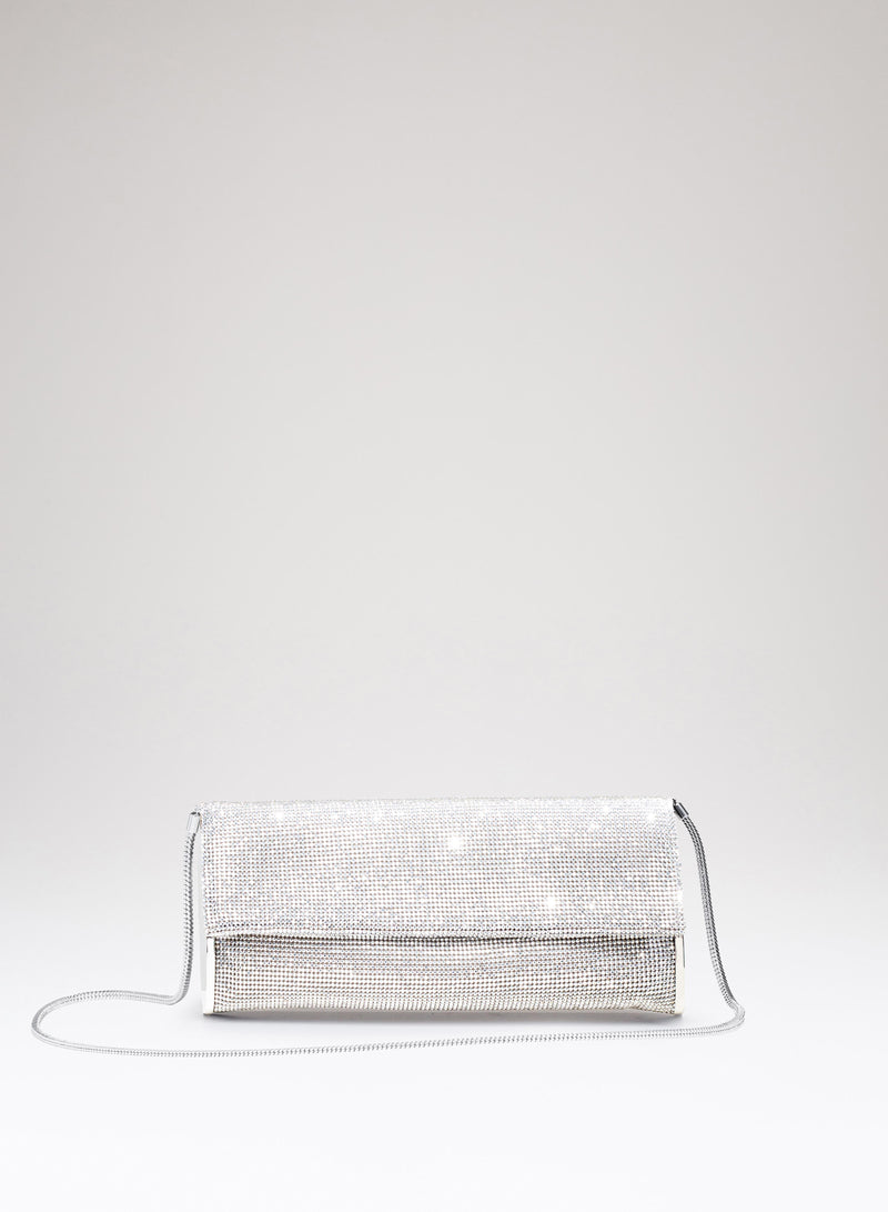 Borsa Kate in tessuto strass e metallo 