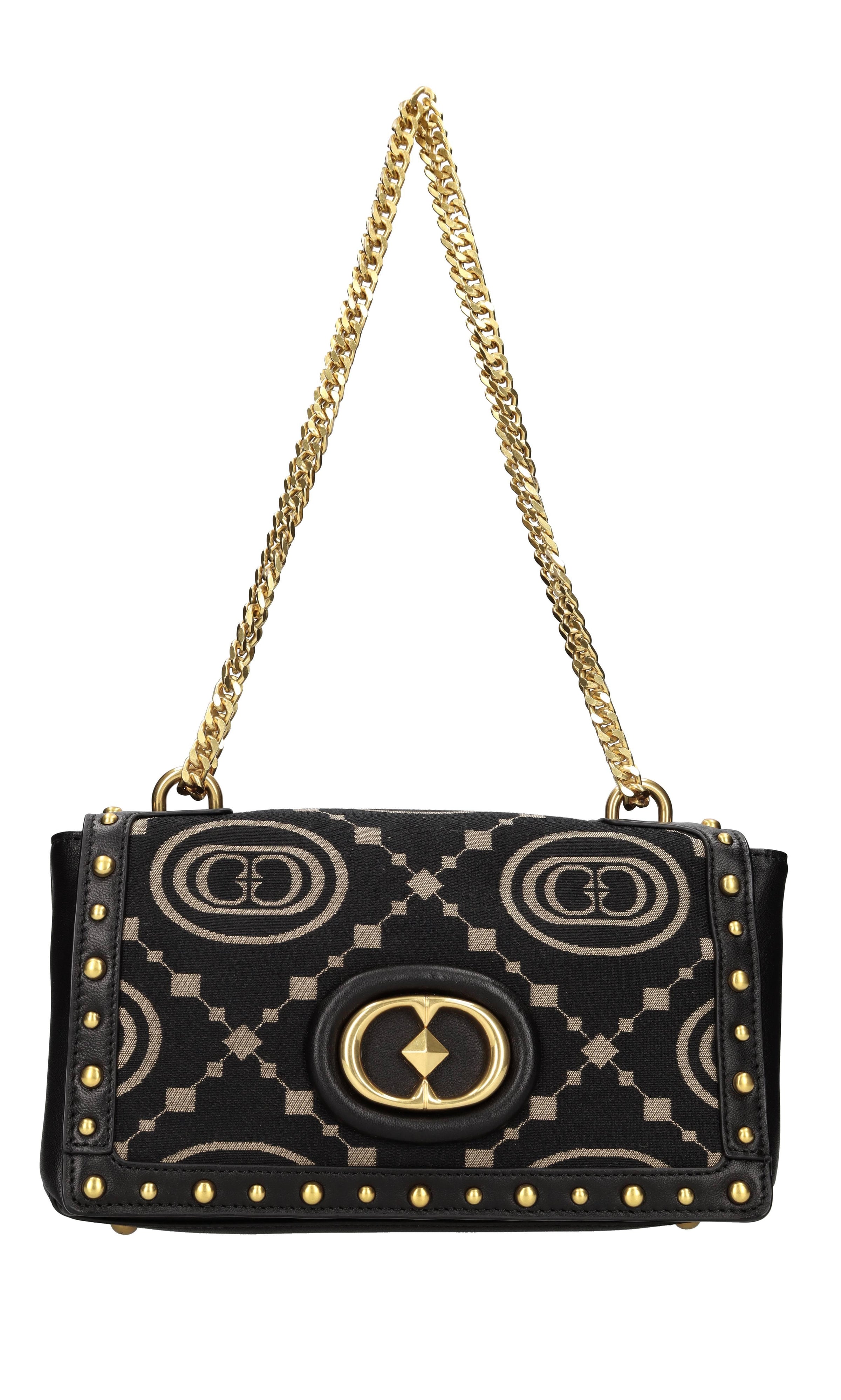 Borsa in pelle e tessuto 