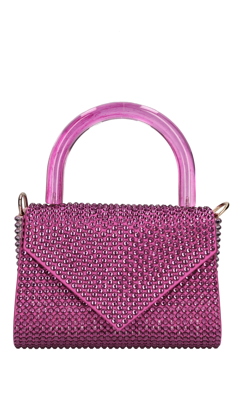 Borsa mini Cookie in raso e strass 