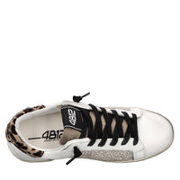 Sneakers in pelle,cavallino e glitter argento 