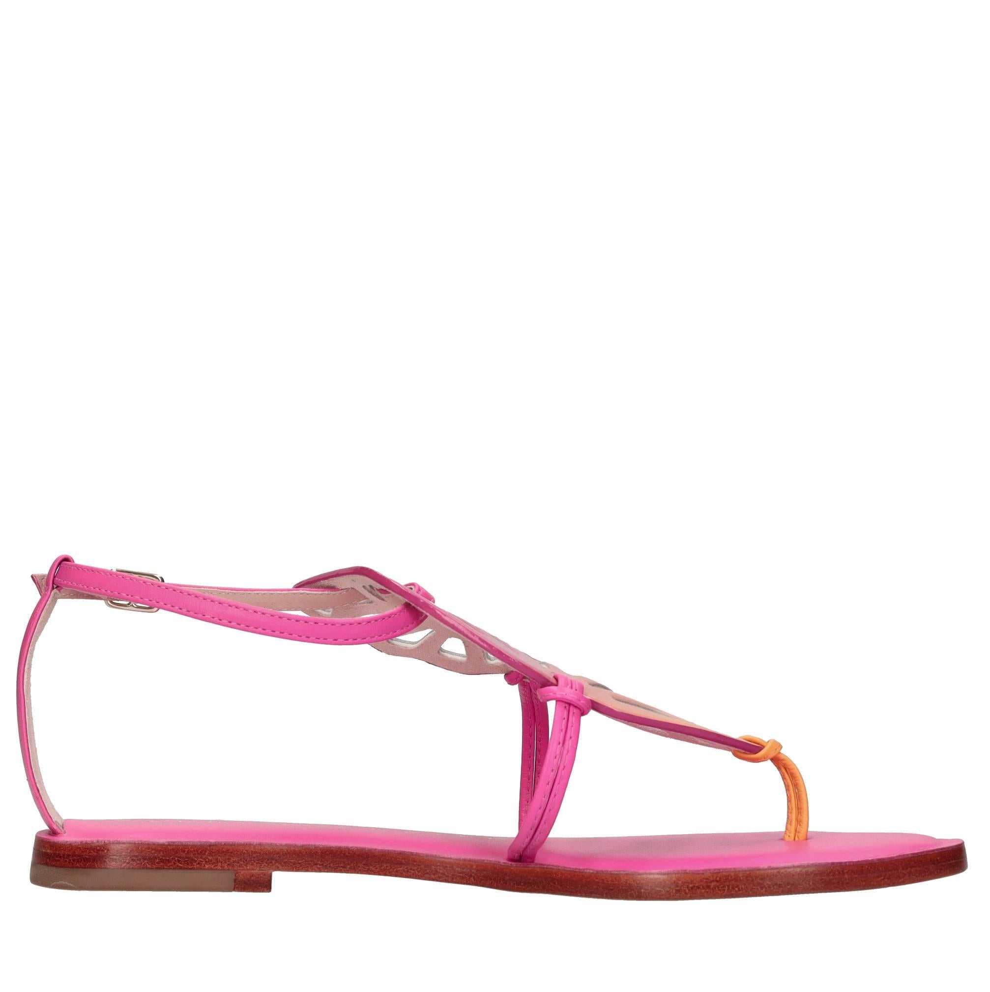 Sandali flat modello BUTTERFLY FLAT in pelle 