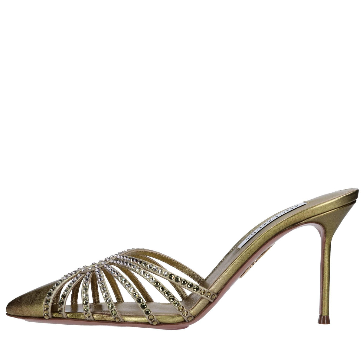 Mules in pelle e strass 