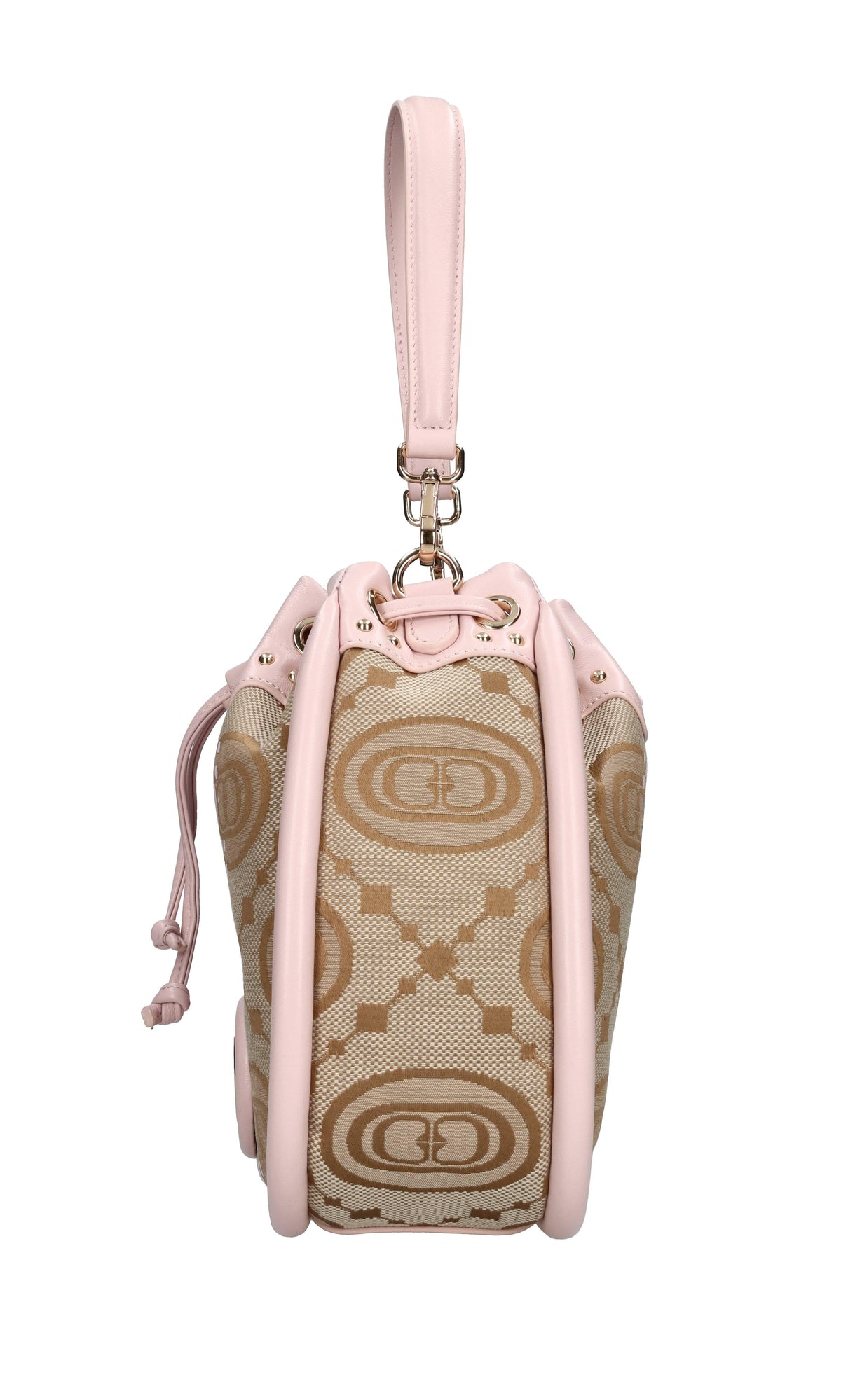 Borsa monogram in pelle e tessuto 