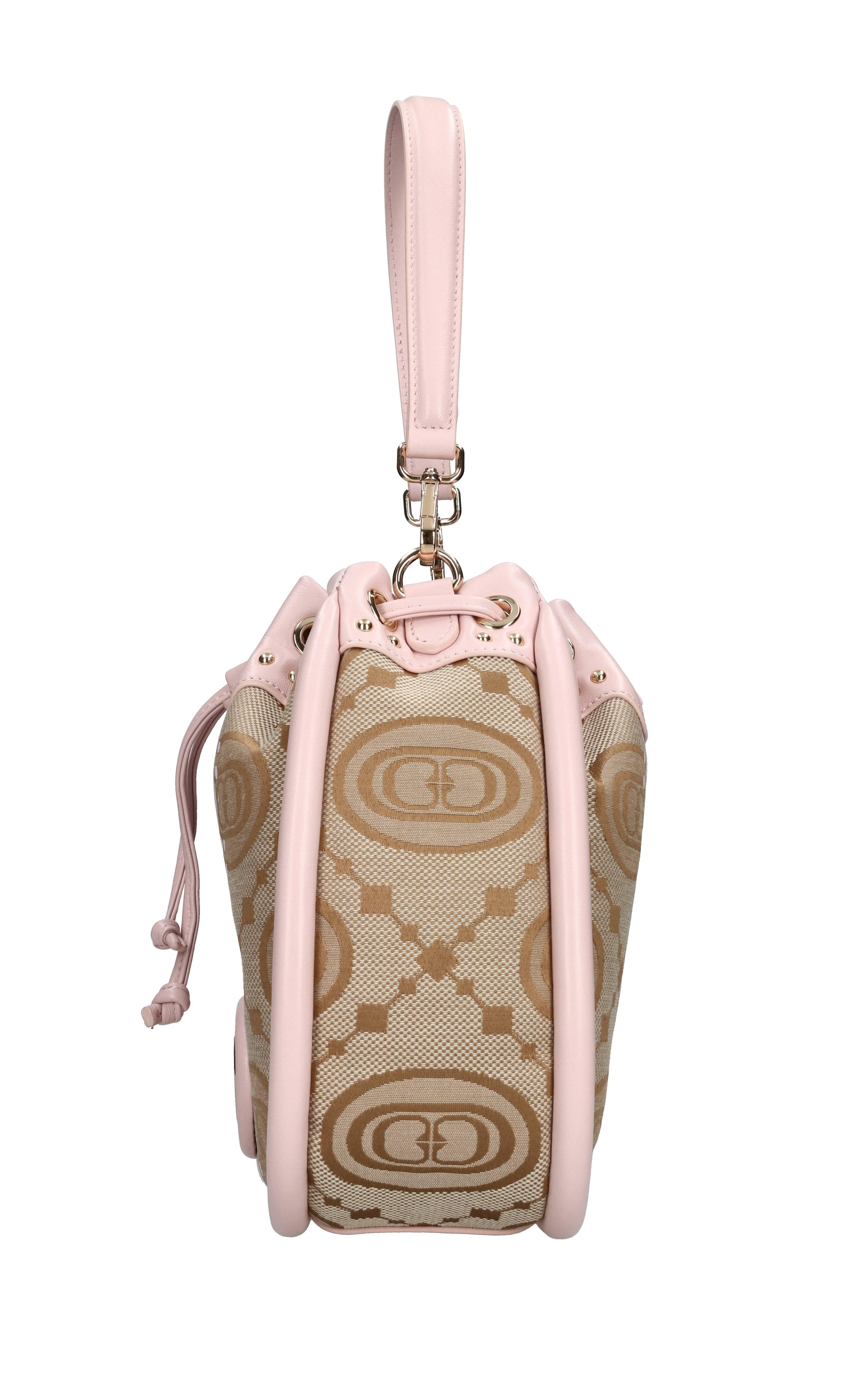 Borsa monogram in pelle e tessuto 