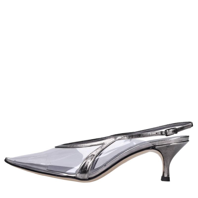 Décolleté slingback in plexi e pelle 
