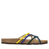 Flat infradito in tessuto e perline 