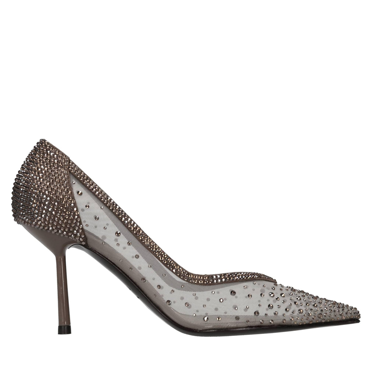 Décolleté Deco Nicole in camoscio e rete silver 