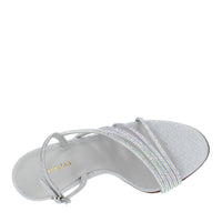 Sandali modello SCARLET in tessuto glitterato e cristalli 
