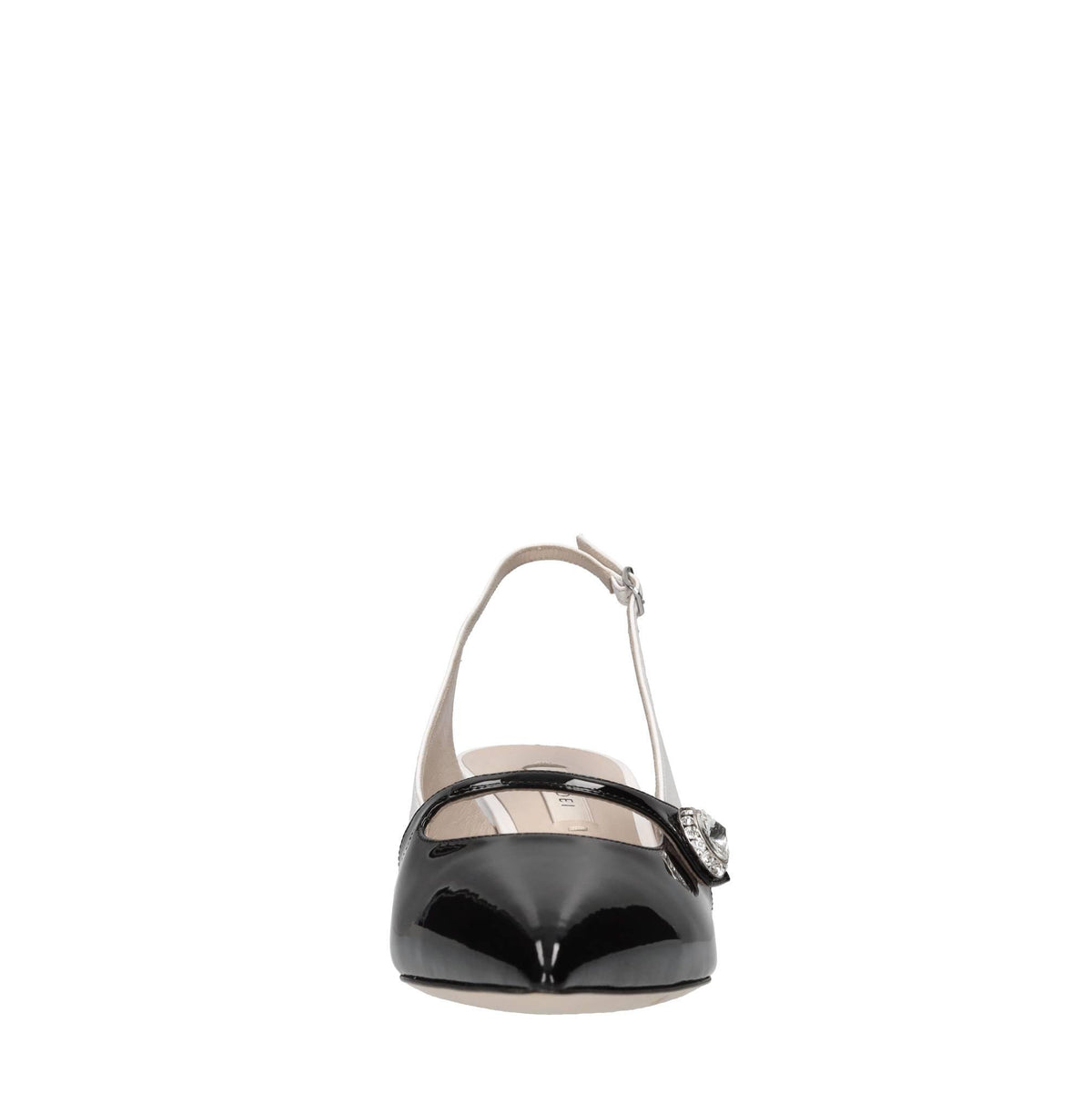 Décolleté slingback in pelle e vernice 