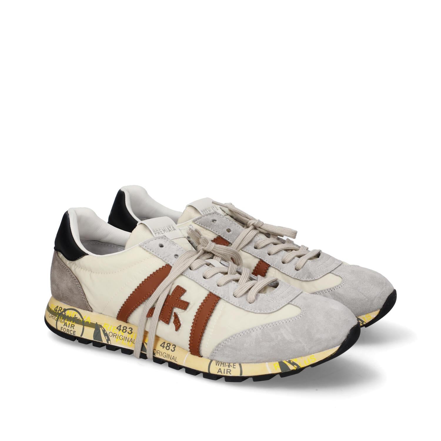 Sneakers in pelle ecopelle e tessuto 