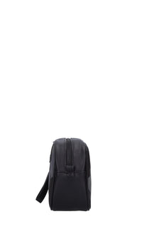 Beauty case in tessuto con inserti in pelle 