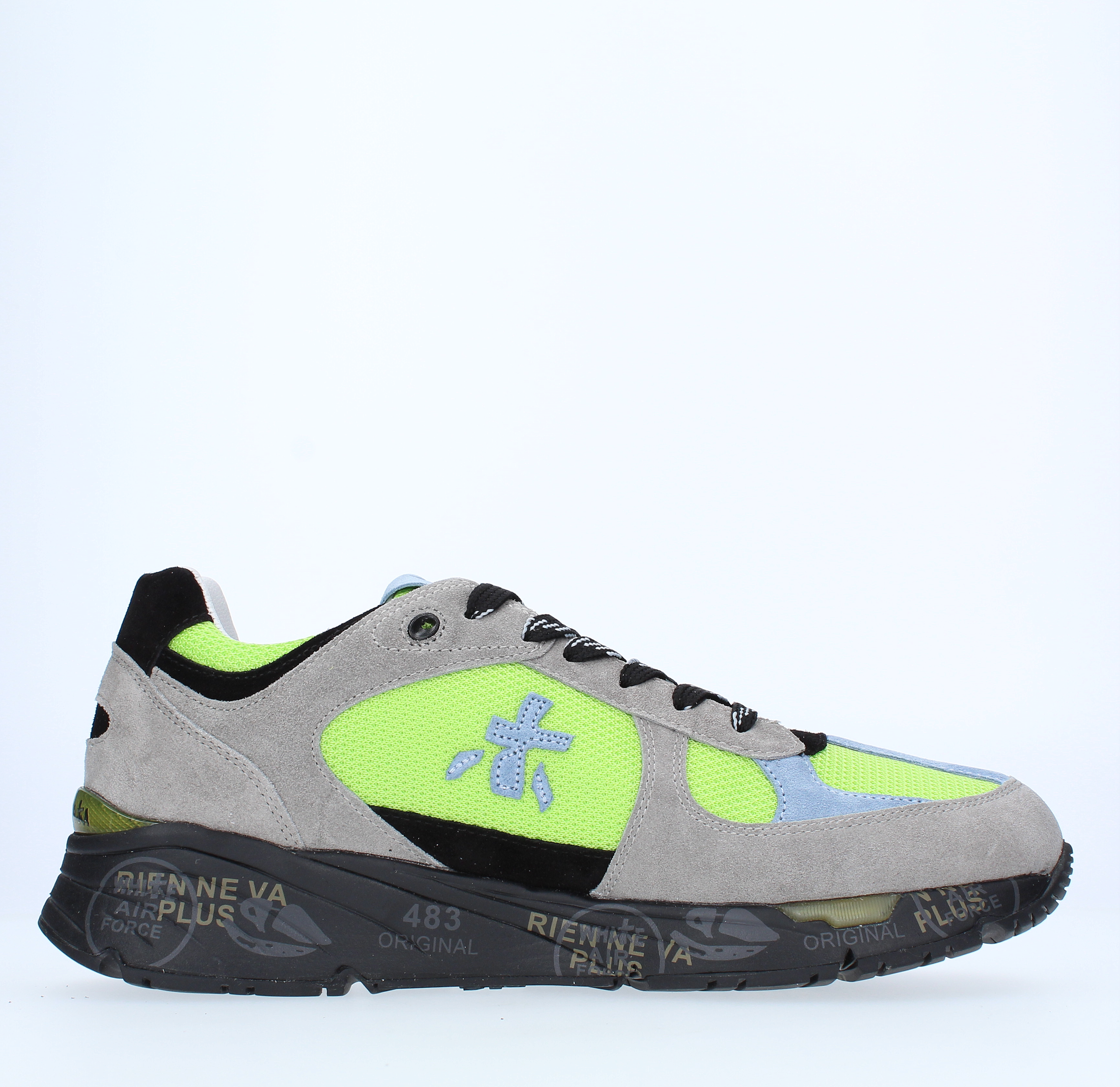 Sneakers in pelle tessuto e camoscio 