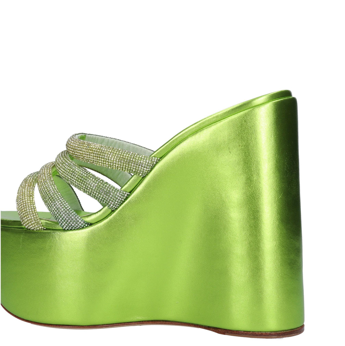 Mules Zeppa in pelle e strass 