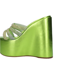 Mules Zeppa in pelle e strass 