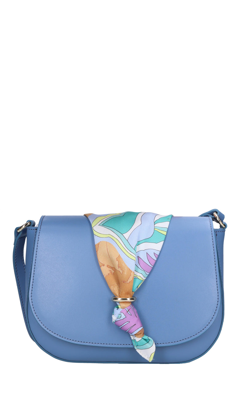 Borsa in pelle e tessuto 
