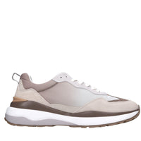 Sneakers in pelle e tessuto 