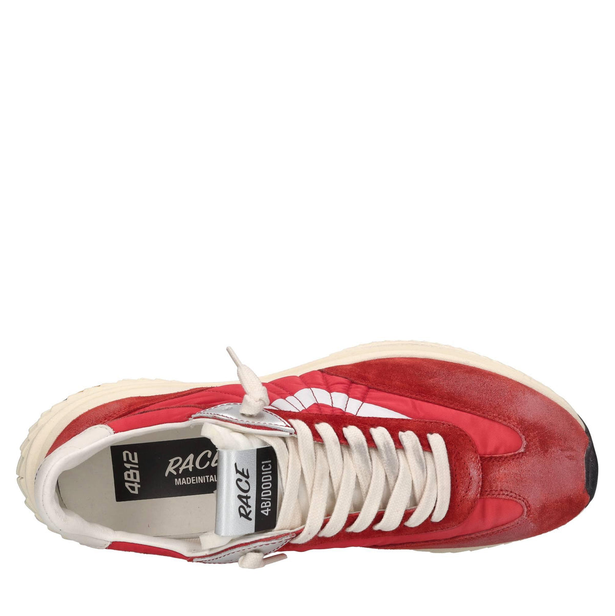 Sneakers in pelle e tessuto 