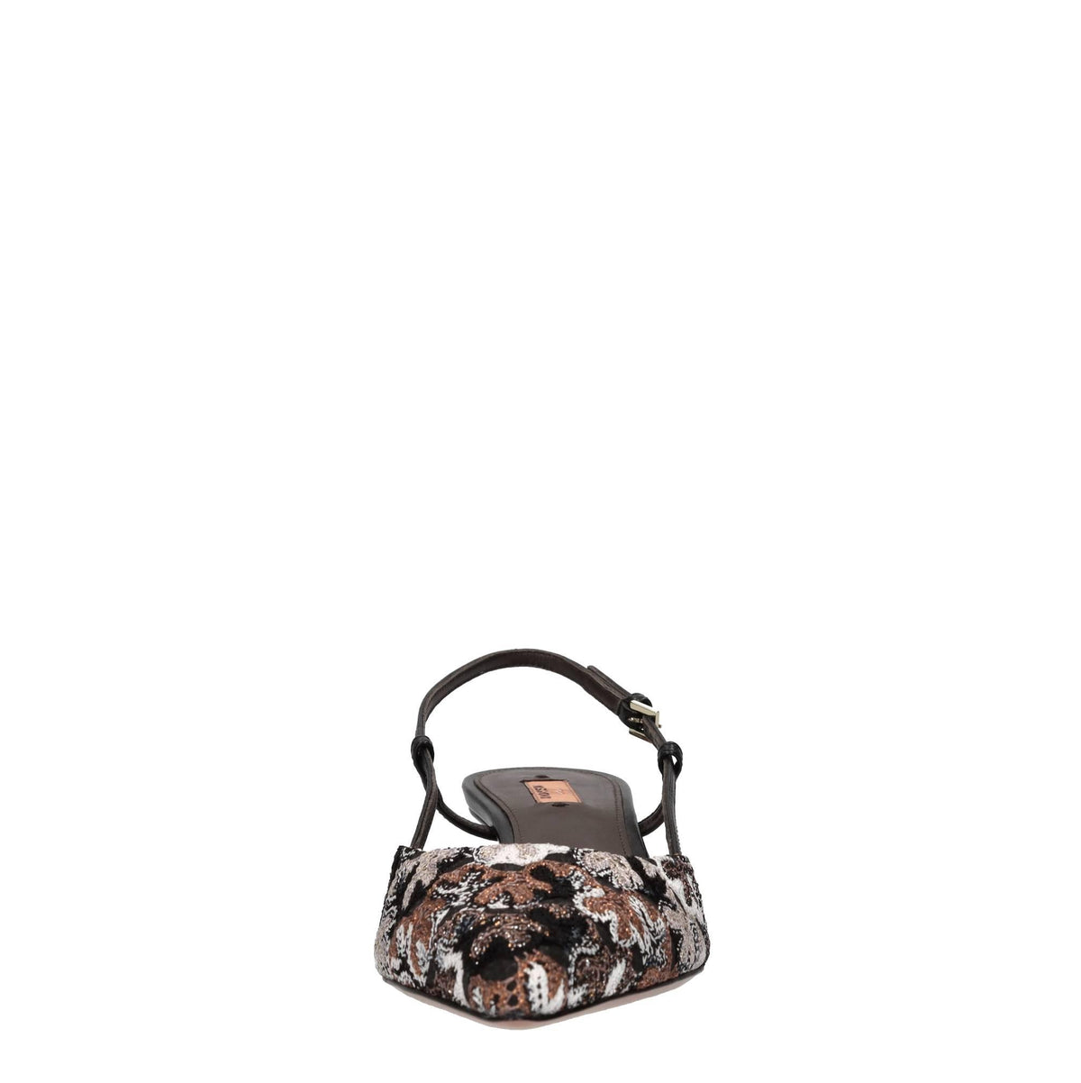 Décolleté slingback Fiona in pelle e tessuto 