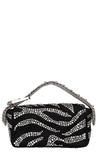 Borsa mini in raso e strass 