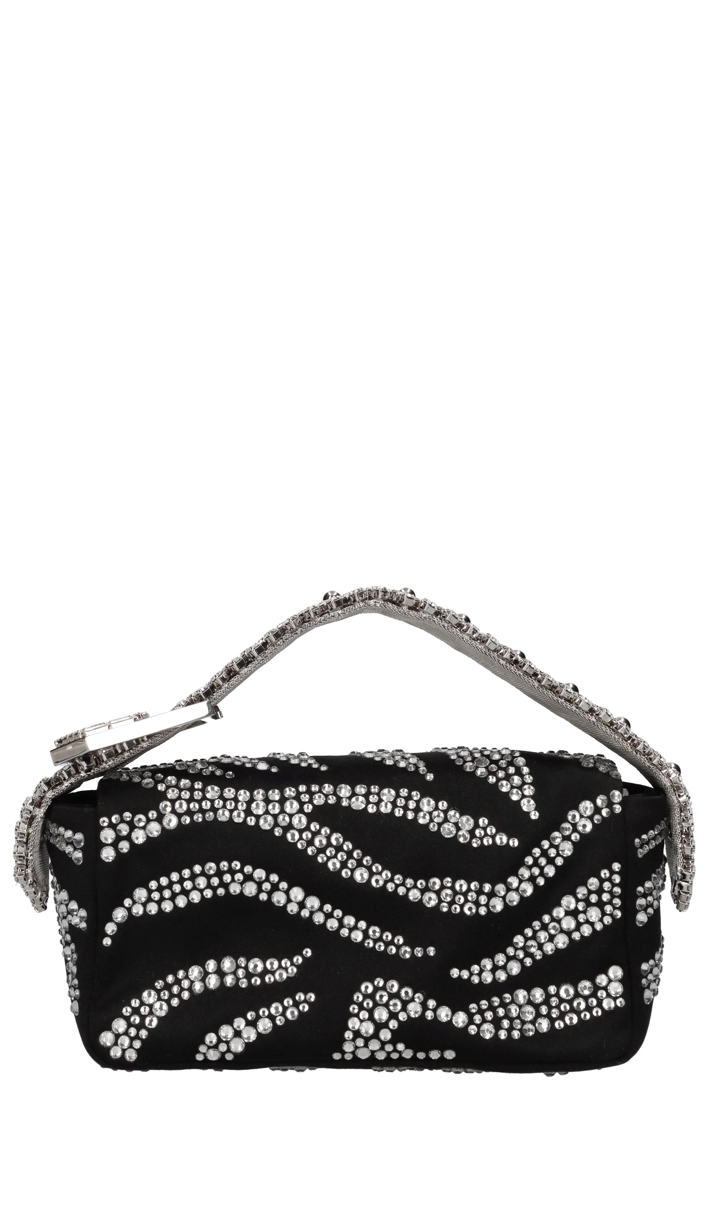 Borsa mini in raso e strass 
