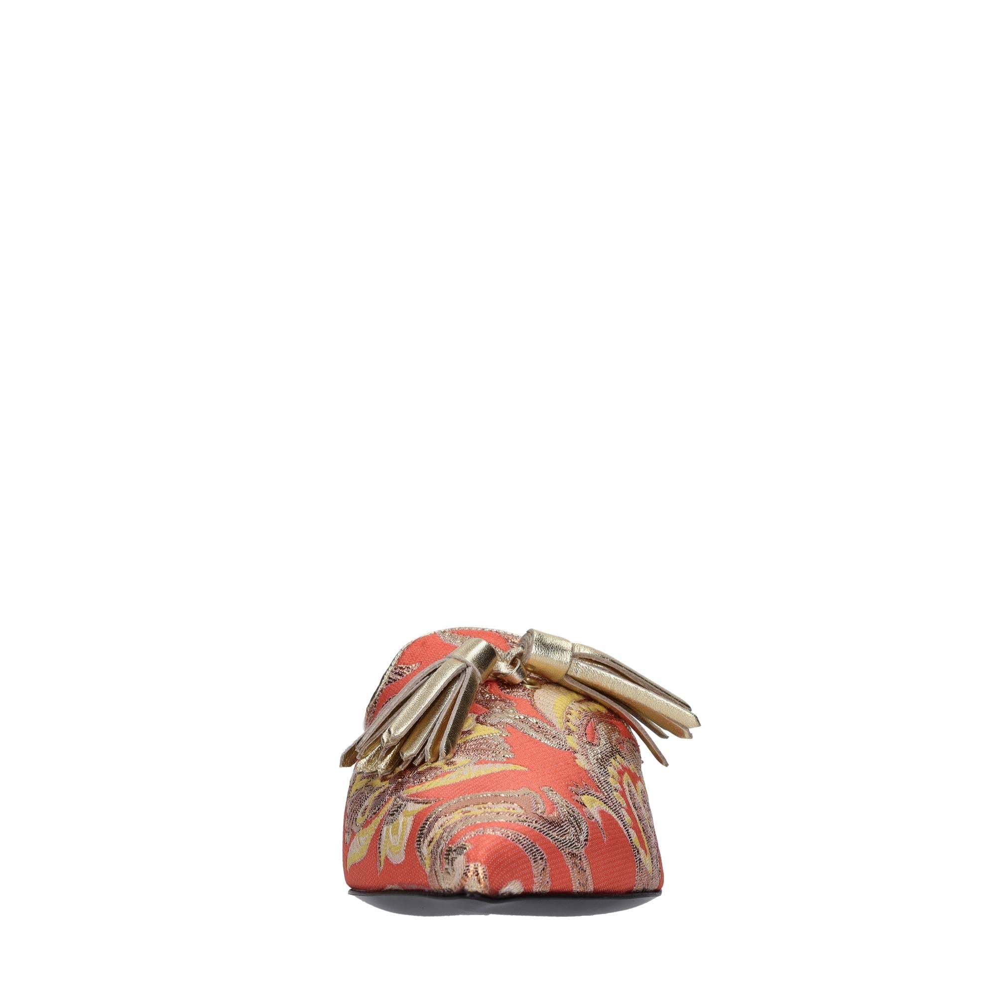 Sabot in pelle e tessuto 