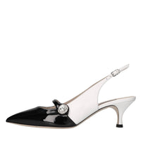 Décolleté slingback in pelle e vernice 
