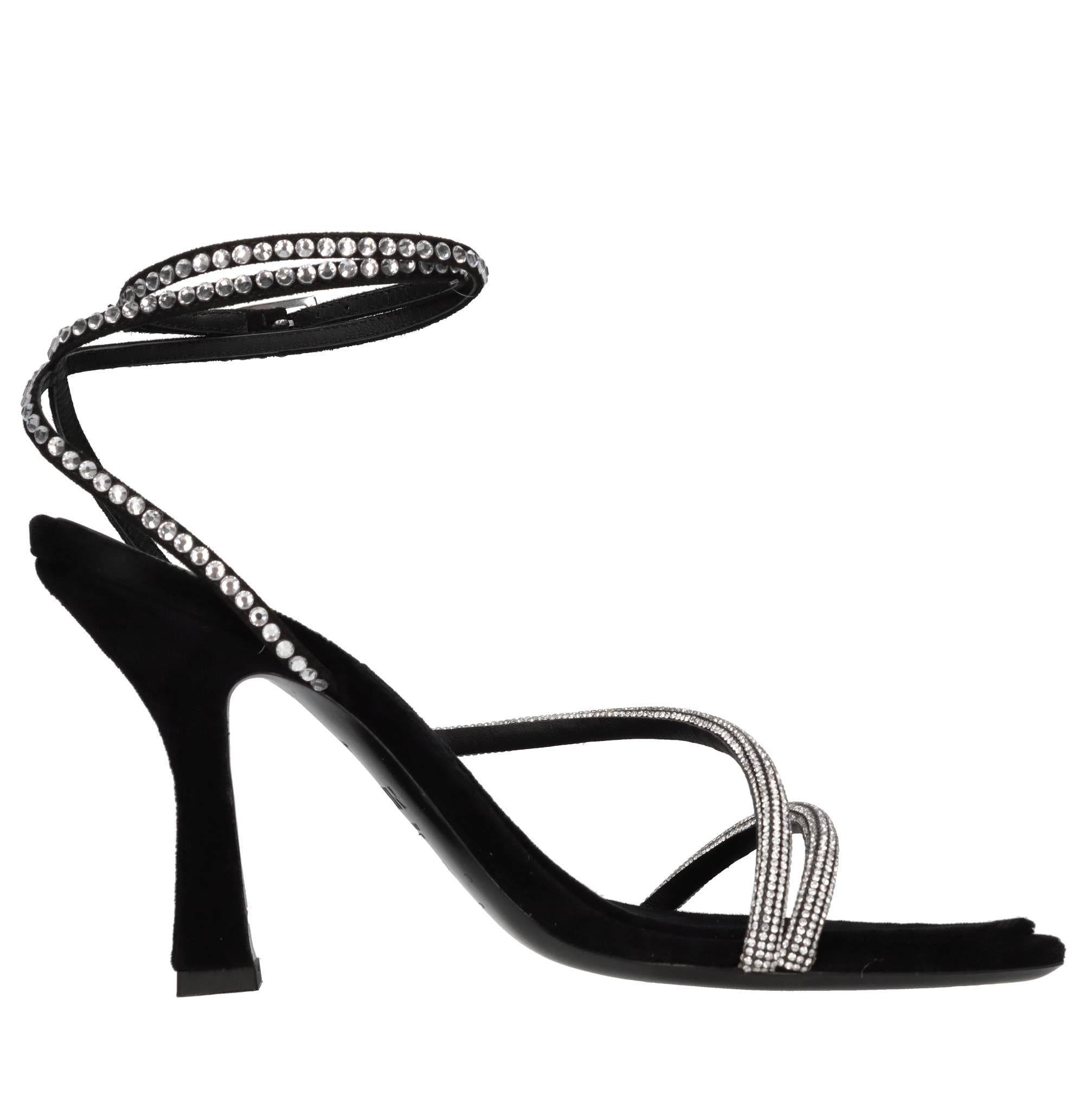 Sandali in velluto e strass 