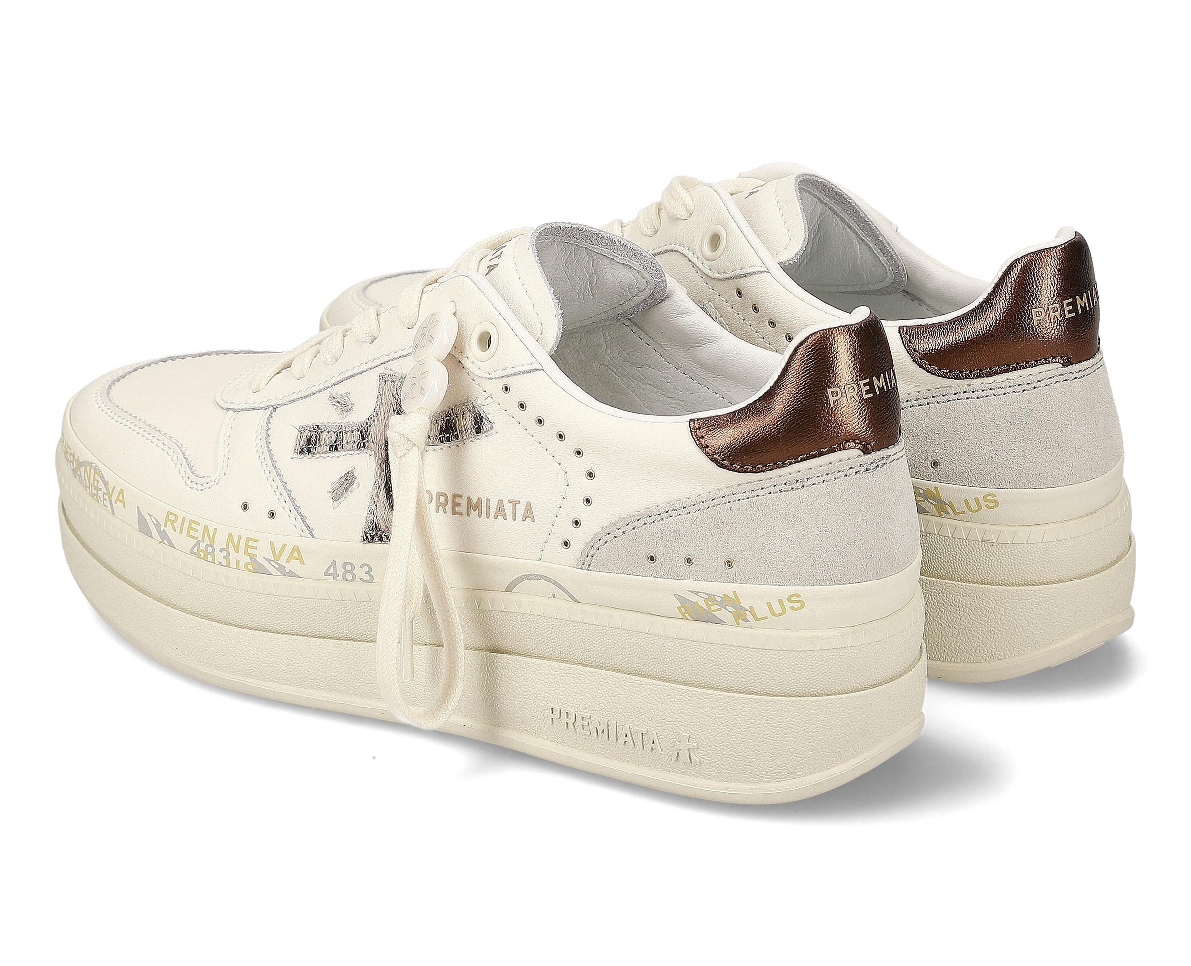 Sneakers in pelle e cavallino. 