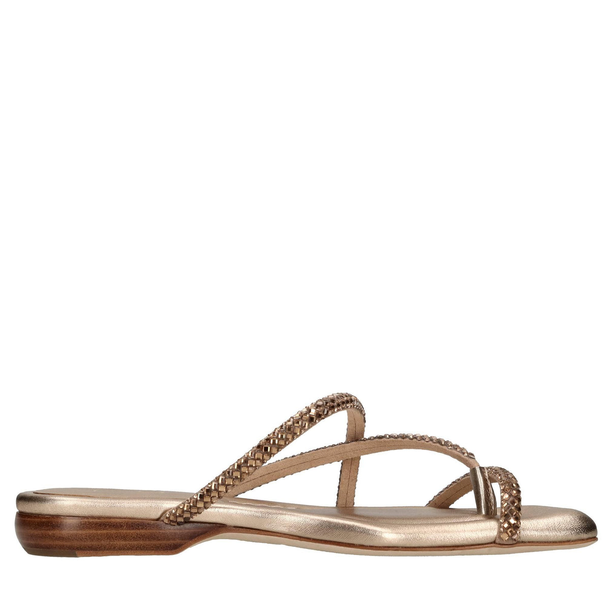Mules in tessuto e strass 