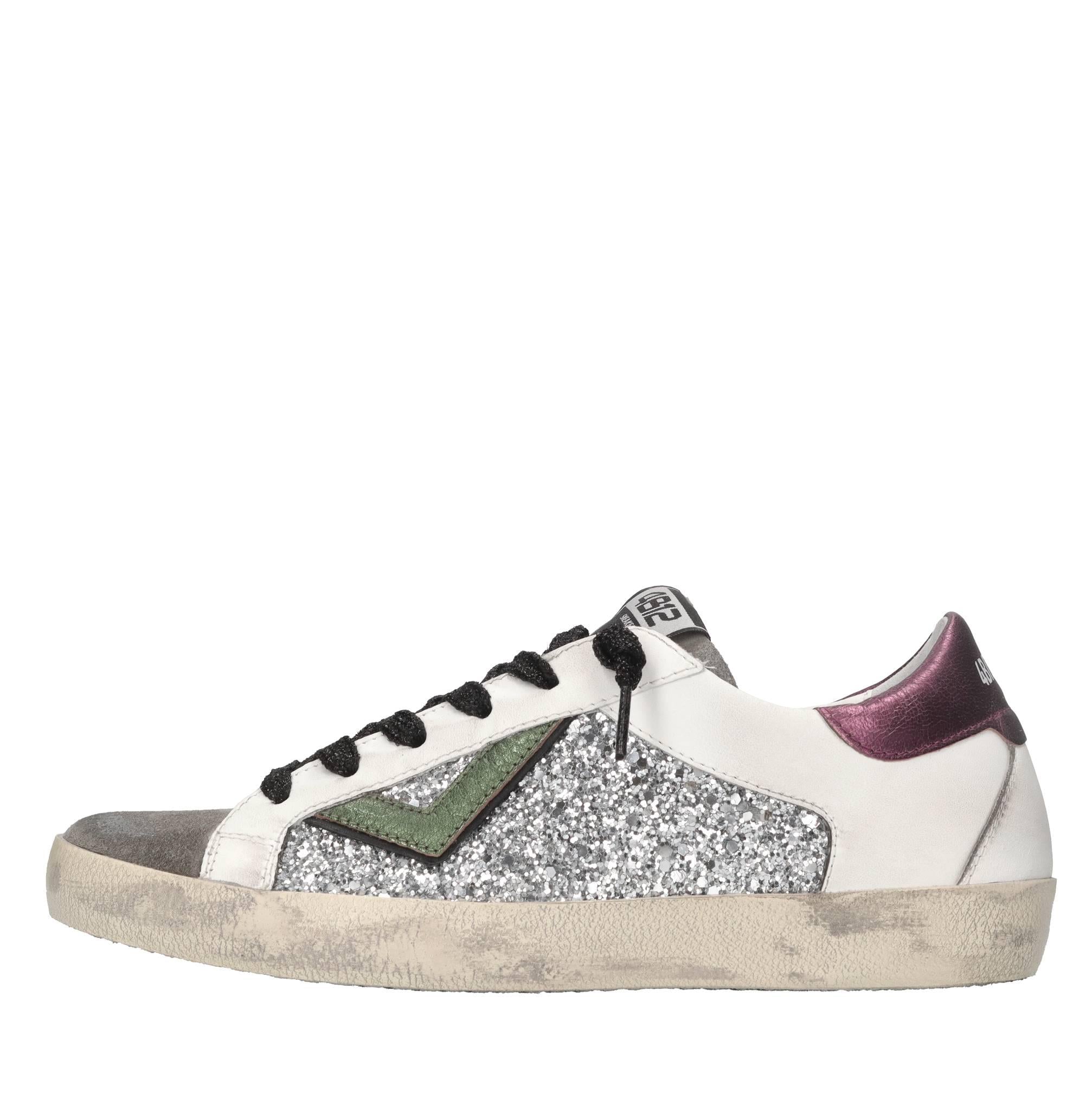 Sneakers in pelle e glitter 